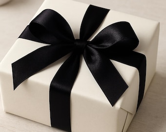 Black Satin Ribbon, Luxury Double-Faced Ribbon for Gift Wrapping, Craft Projects, Bows, Weddings & Decorations, 5 metre lengths
