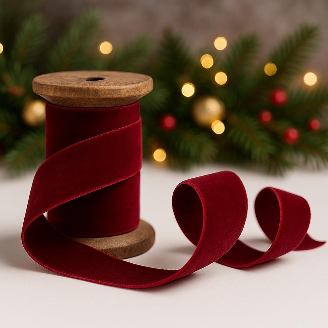 Red Rvelvet Ribbon Dark Red Velvet Ribbon, 9mm 16mm 22mm 36mm 50mm, Neat Edge Wedding ...