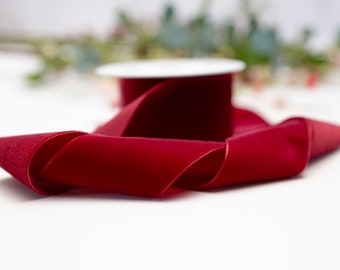 Dark Red Velvet Ribbon, 9mm 16mm 22mm 36mm 50mm, Neat Edge Wedding Christmas Crafts, Berisford velvet Ribbon