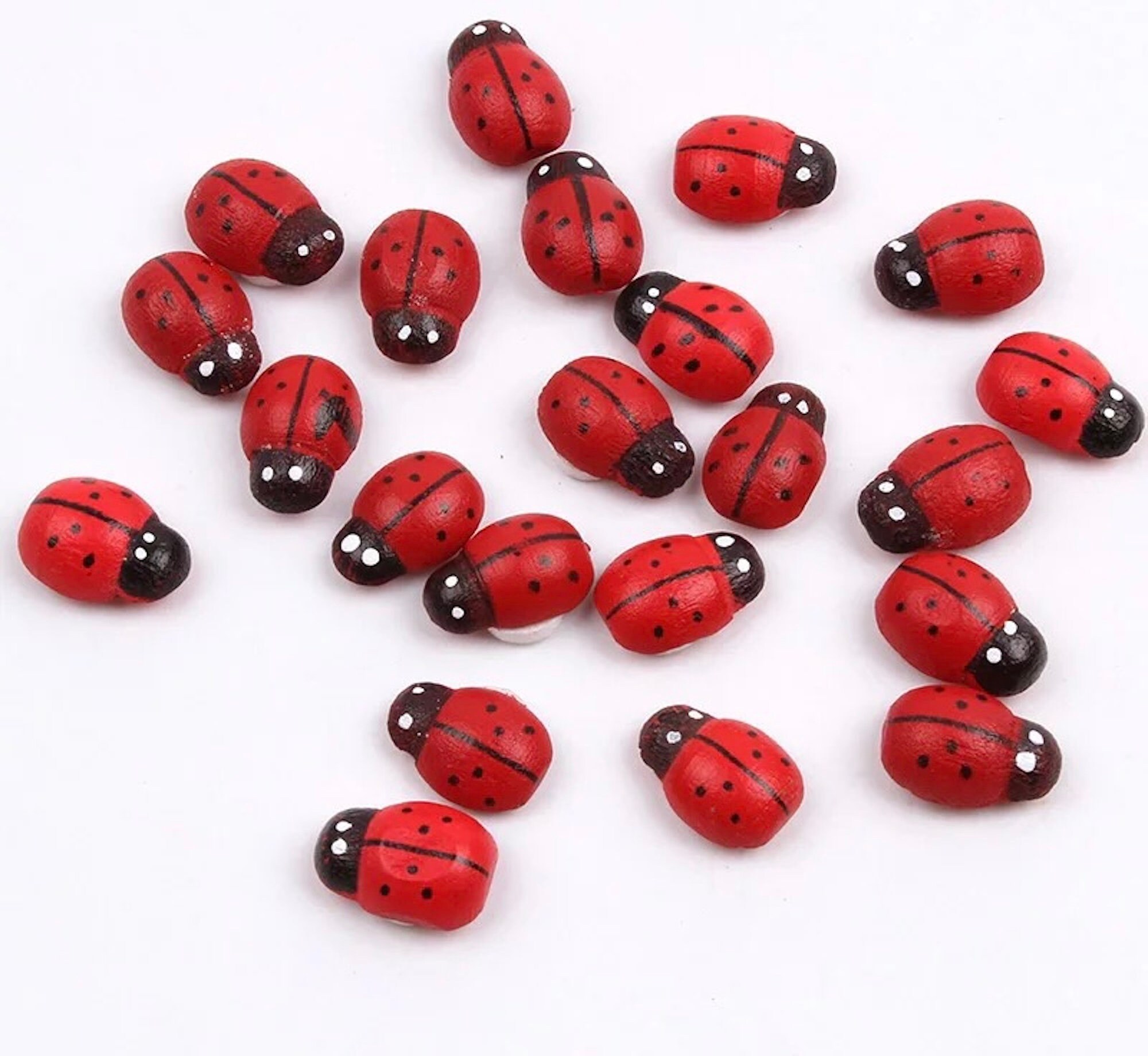 ZOEON 100Pcs Wooden Ladybird and 100Pcs Wooden Bee Sticker Home Decor Adhesive Back DIY Craft 