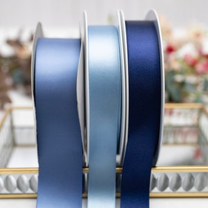 Staubblau doppeltes Satinband, Kornblumenblau Band, Hochzeiten, Babypartys, Umweltfreundliches RECYCLINGBAND