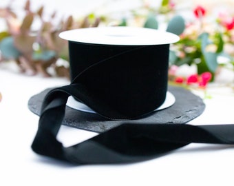 Black Velvet Ribbon, 9mm 16mm 22mm 36mm 50mm, Neat Edge,  Wedding Christmas Crafts, Berisford velvet Ribbon