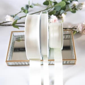 Elfenbeinfarbenes doppelseitiges Satinband, Beresford's no 419 Satinband für Hochzeiten, Jubiläumsgeschenke - 7 Breiten in 5 Meter Länge, RECYCELT