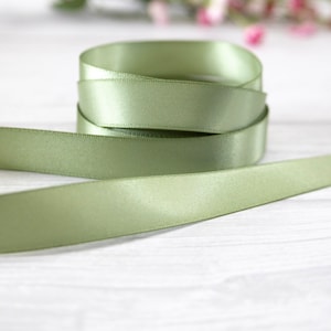 Ruban satiné double face vert sauge, emballage cadeau, 6 tailles, ruban de mariage,