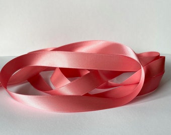 Coral Satin Ribbon, 1 metre lengths, 3mm, 6mm, 9mm, 16mm, 23mm, 38mm