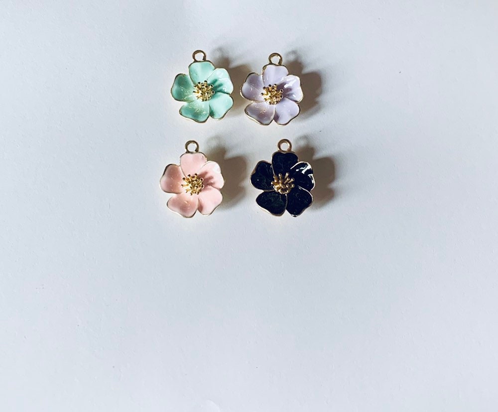 Flower Charms Enamel Cherry Blossom Pendant Craft Supplies - Etsy UK