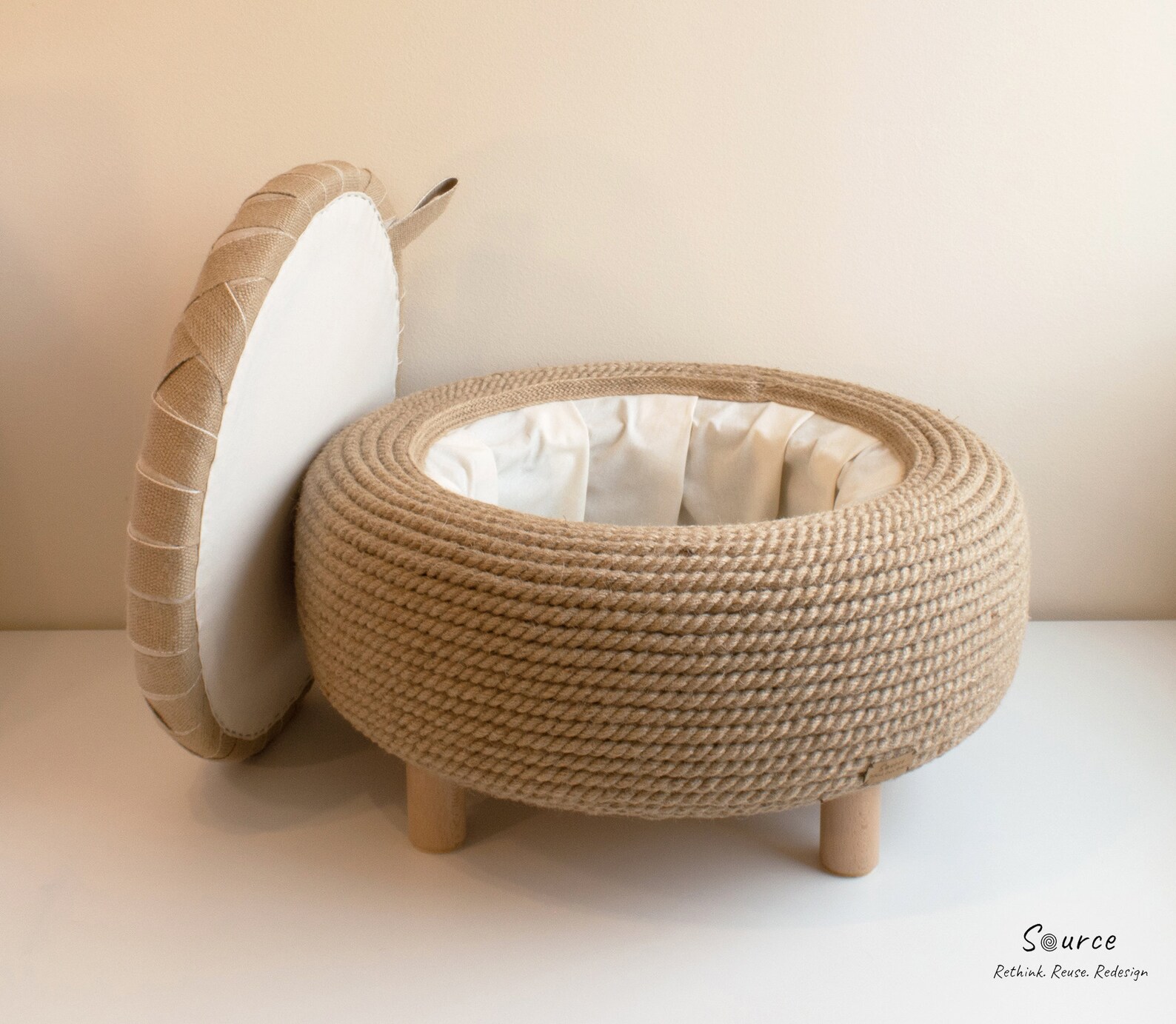 Handmade Jute Rope Ottoman Upcycled Car Tire One of a Kind Etsy