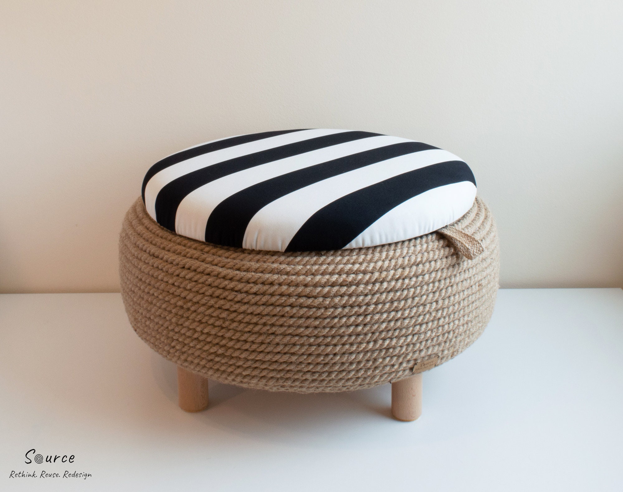 Handmade Jute Rope Ottoman Upcycled Car Tire One of a Kind Etsy Australia