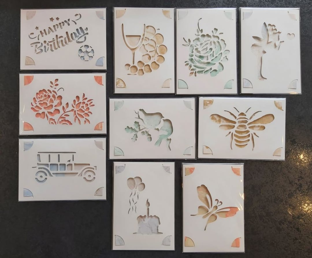 REDUCED Pack of 10 Handmade Cards. Good Quality Card Stock, With
