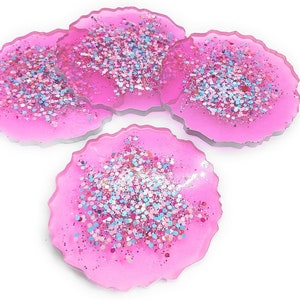 4 X Round Wavy Edged Coaters. Different Designs with matching dominoes, coasters, bookmarks and trinket trays