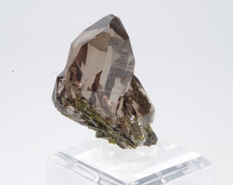 Smoky Epidote Quartz, Mont Blanc, Alps, France 3x2.5x1cm