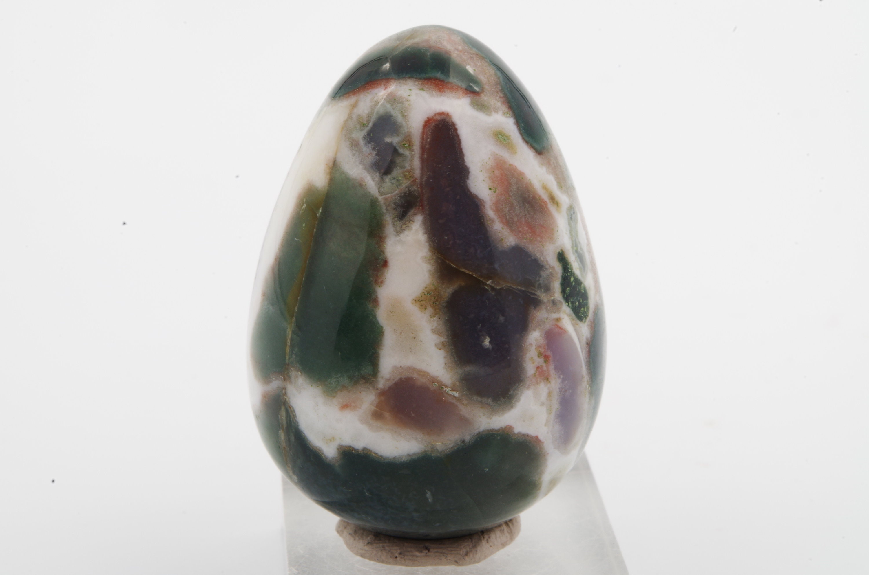 Oeuf Jaspe Vert Graphique 65 Gr/ 4.5 cm X 3 cm/ Circonférence 10 cm