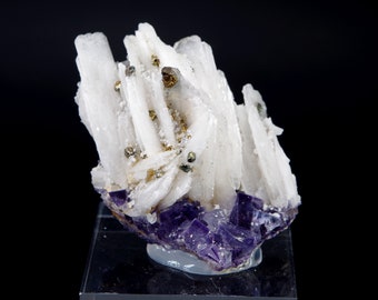 FLUORITE, Barite, Chalcopyrite Saint Péray, Ardèche, France 3.2x2.8x3.3cm 36g