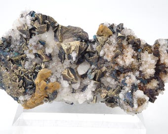 Cuarzo calcopirita siderita, Perú 8x4,5cm