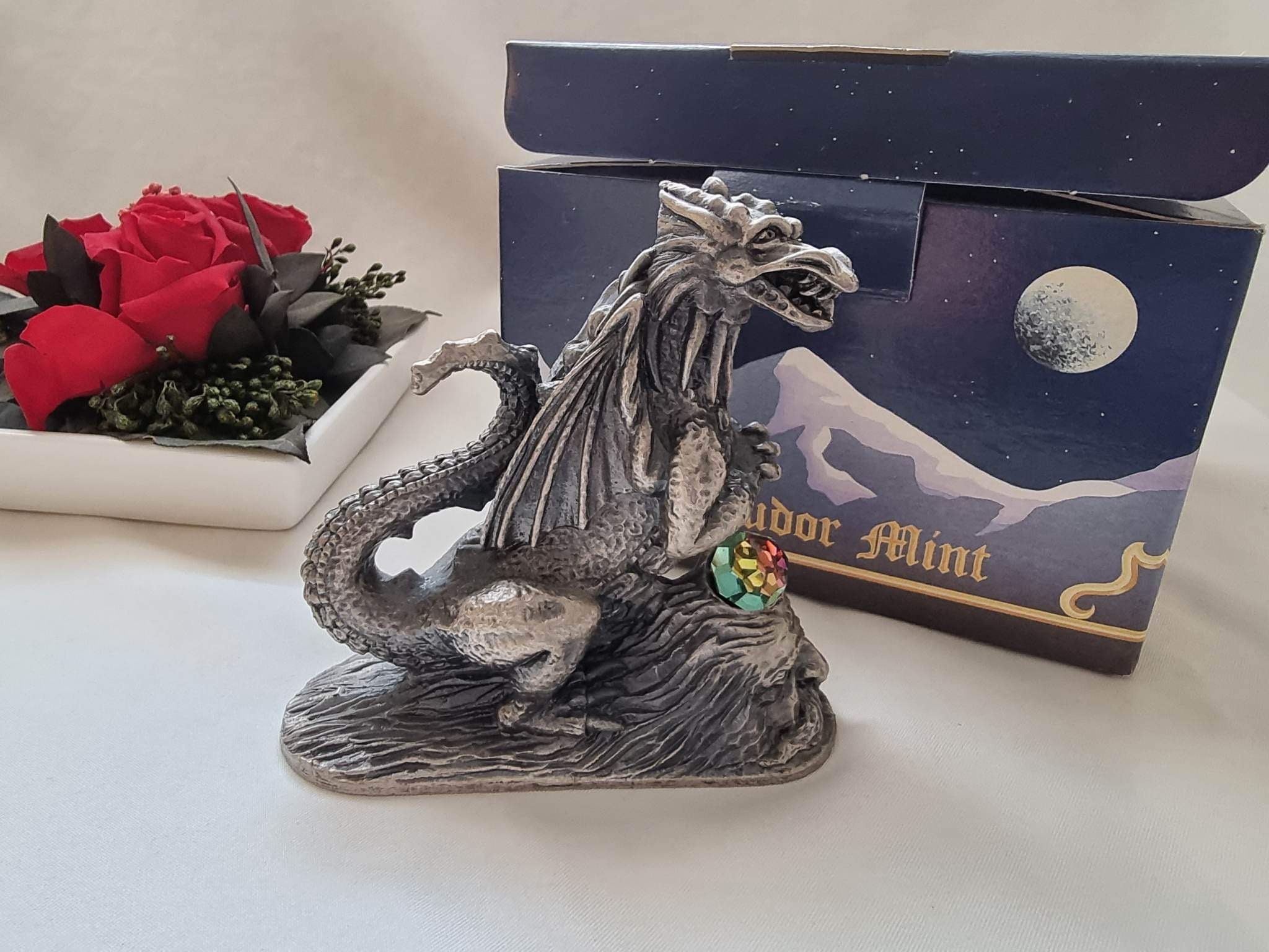 Pewter Dragon Figurine, Myth and Magic, Dragon Figurine, Tudor Mint