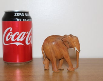 Hand made elephant, Elephant figurine, Solid wood elephant, Elephant ornament, Wooden elephant figurine, Vintage elephant, carved figurine