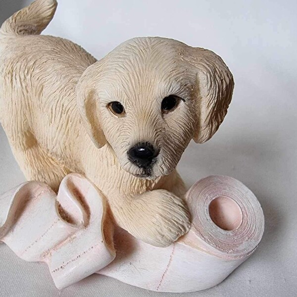 TEAMWILL Brass Mini Golden Retriever Figurine Statue Kenya