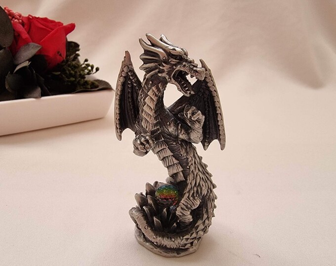 Pewter Dragon Figurine, Myth and Magic, Dragon Figurine, Small Dragon
