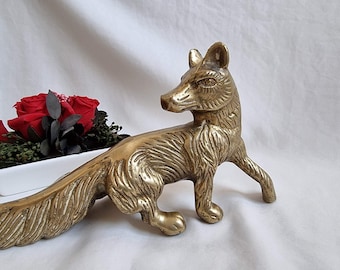 Solid brass fox, brass fox figurine, brass fox, solid brass ornament, solid brass figurine, brass figurine, fox figurine, vintage fox figure