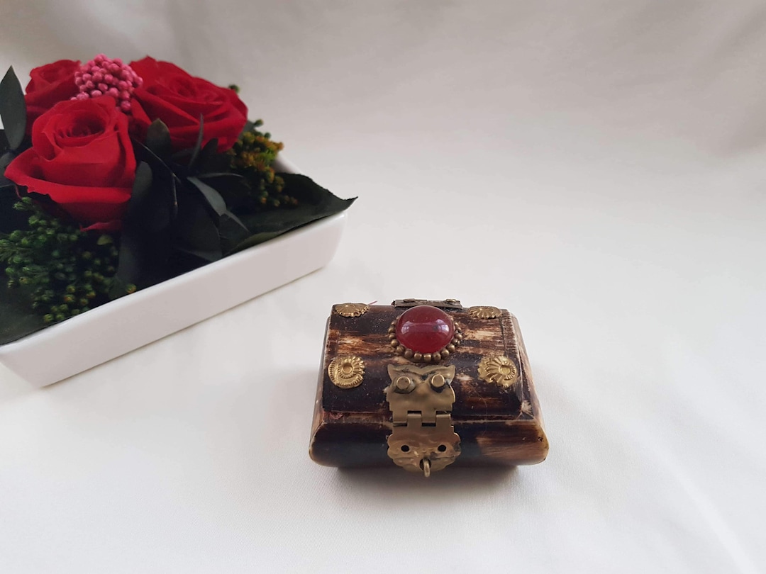 Camel Bone Box, Small Trinket Box, Brass Jewellery Box, Bone Jewellery
