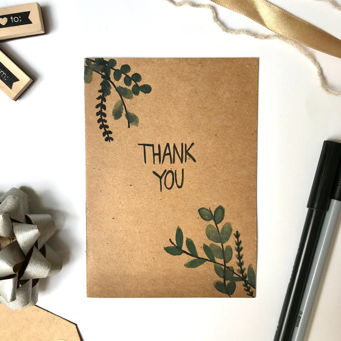 Greeting Card thank You // Flowers // Watercolors - Etsy