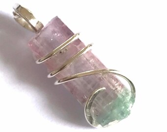 Bi-Color Tourmaline Crystal Pendant