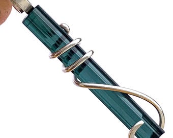 Blue Tourmaline Pendant in Sterling Silver, Afghanistan Indicolite Necklace