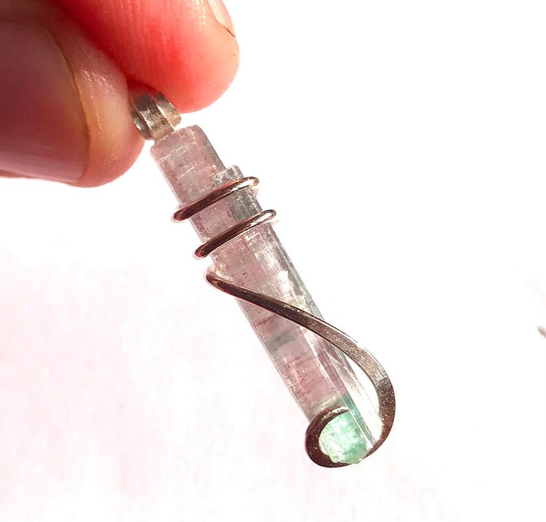 10.40 ct Multi Colored Tourmaline Crystal in Sterling Silver Art Wrap Pendant Necklace Fashion Jewelry Christmas Sale