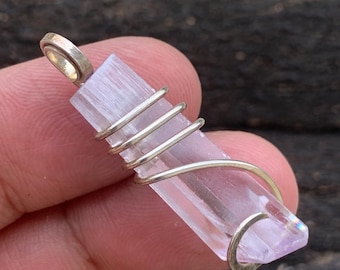 Pendentif en kunzite rose et argent sterling