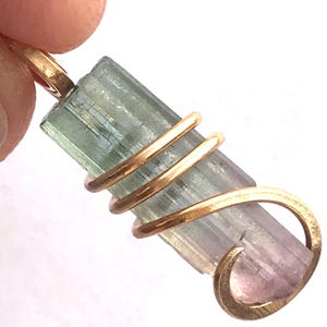Wassermelone Turmalin Anhänger in 14k Gold Turmalin Schmuck Healing Crystal Pink Turmalin Halskette Hochzeitsgeschenk