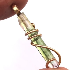 14K Gold Wassermelone Turmalin Anhänger Kristall in Gold Halskette Kunst Wrap Anhänger Multi Color Turmalin Halskette Hochzeitsgeschenk