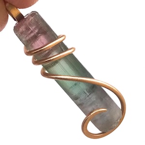 14K Gold Wassermelone Turmalin Anhänger Turmalin Kristall in Gold Halskette Kunst Wrap Anhänger Multi Color Turmalin Halskette Hochzeitsgeschenk