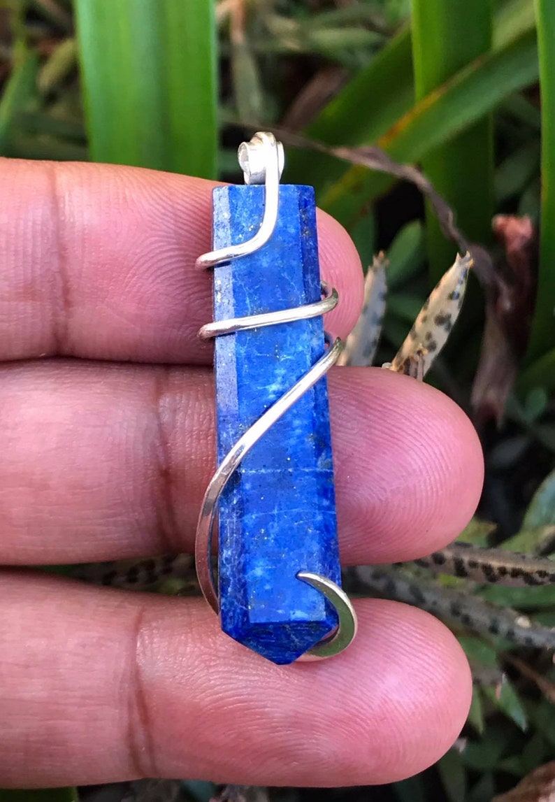 40 Carat Sterling Silver Wire Wrap Pendant Natural Lapis lazuli Pendant Lapis Lazuli Necklace Birthday Gift Christmas Sale
