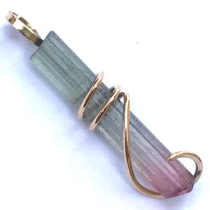 14K Gold Wassermelone Turmalin Anhänger Kristall in Halskette Art Wrap Anhänger Multi Color Turmalin Halskette Hochzeitsgeschenk Geburtstagsgeschenk