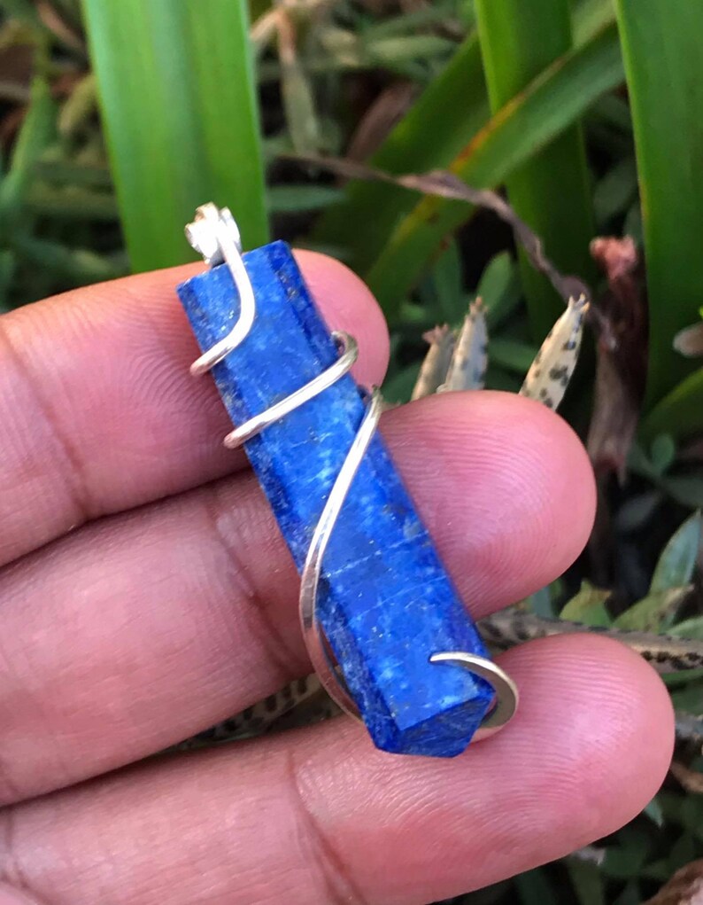 40 Carat Sterling Silver Wire Wrap Pendant Natural Lapis lazuli Pendant Lapis Lazuli Necklace Birthday Gift Christmas Sale