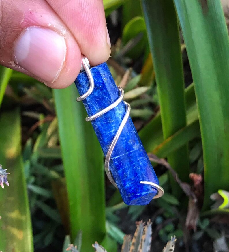 40 Carat Sterling Silver Wire Wrap Pendant Natural Lapis lazuli Pendant Lapis Lazuli Necklace Birthday Gift Christmas Sale