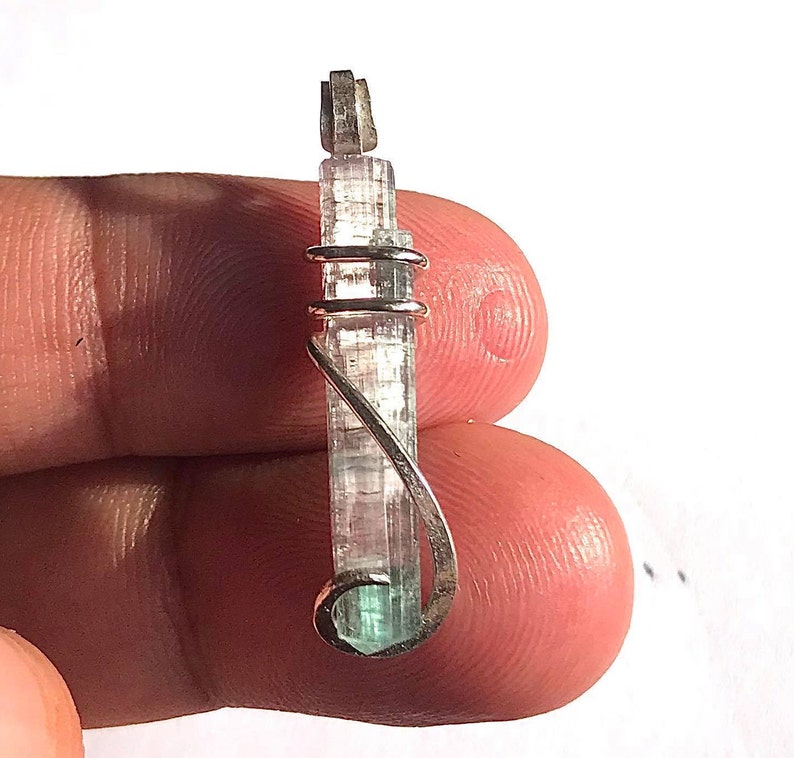 10.40 ct Multi Colored Tourmaline Crystal in Sterling Silver Art Wrap Pendant Necklace Fashion Jewelry Christmas Sale