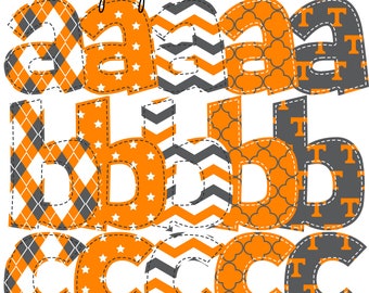 Alphabets Collection Tennessee Vols Baseball Football Team PNG, Faux Applique Instant Digital Download AlphaPack Font Pattern Sublimate