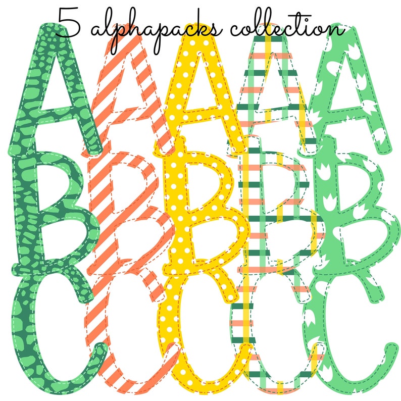 Alphabets Collection Dinosaur Animal Print Faux Applique Sublimation Design Instant Digital Download Trex Footprint Boy Nursery Baby Shower