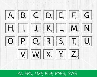 Scrabble Tiles SVG, Letters SVG, Alphabet SVG, Letters Cut File, Laser Cut, Scrabble Font Cricut Design Space and Silhouette Studio G8