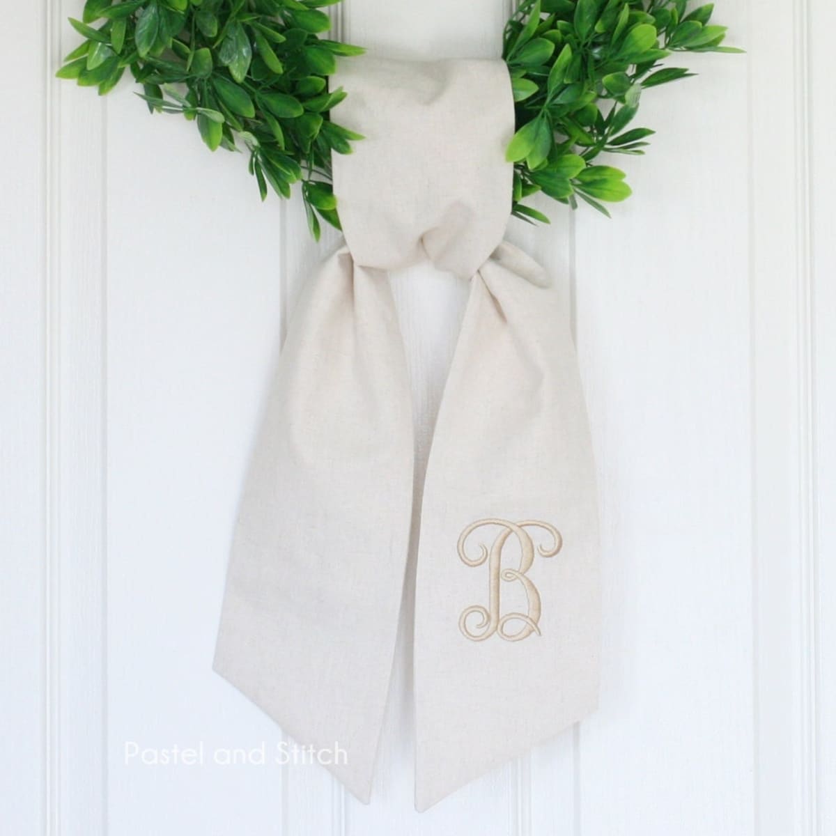 Linen Wreath Sash, Monogrammed Sash, Embroidered Sash, Wreath Wrap, Home Decor, Housewarming Gift, Wedding Party, Farmhouse Decor, Vine - Etsy