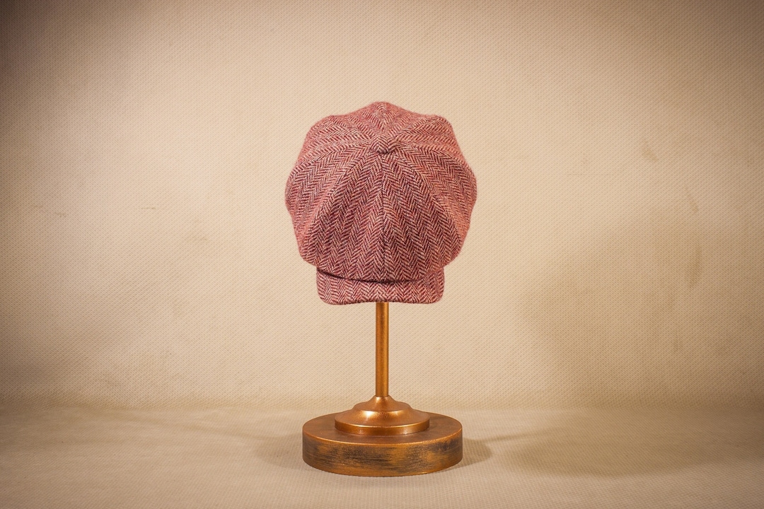 Classic 8panel Newsboy Cap, RED DONEGAL TWEED Wool, Midwidth Baker