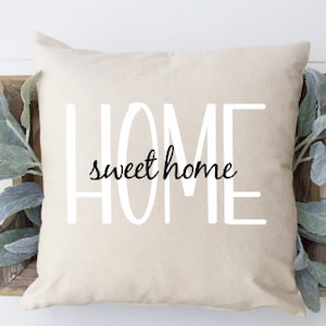 Farmhouse Decor Throw Pillow, Home Sweet Home, Perfect Housewarming Gift or Wedding Gift