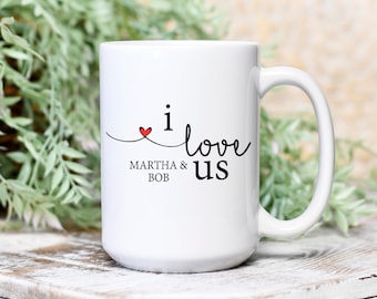 Personalized Ceramic Coffee Mug, I Love Us, Wedding Gift