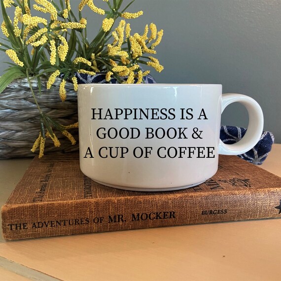 Large Ceramic Mug Happiness is A Cup of Coffee and A Good - Etsy