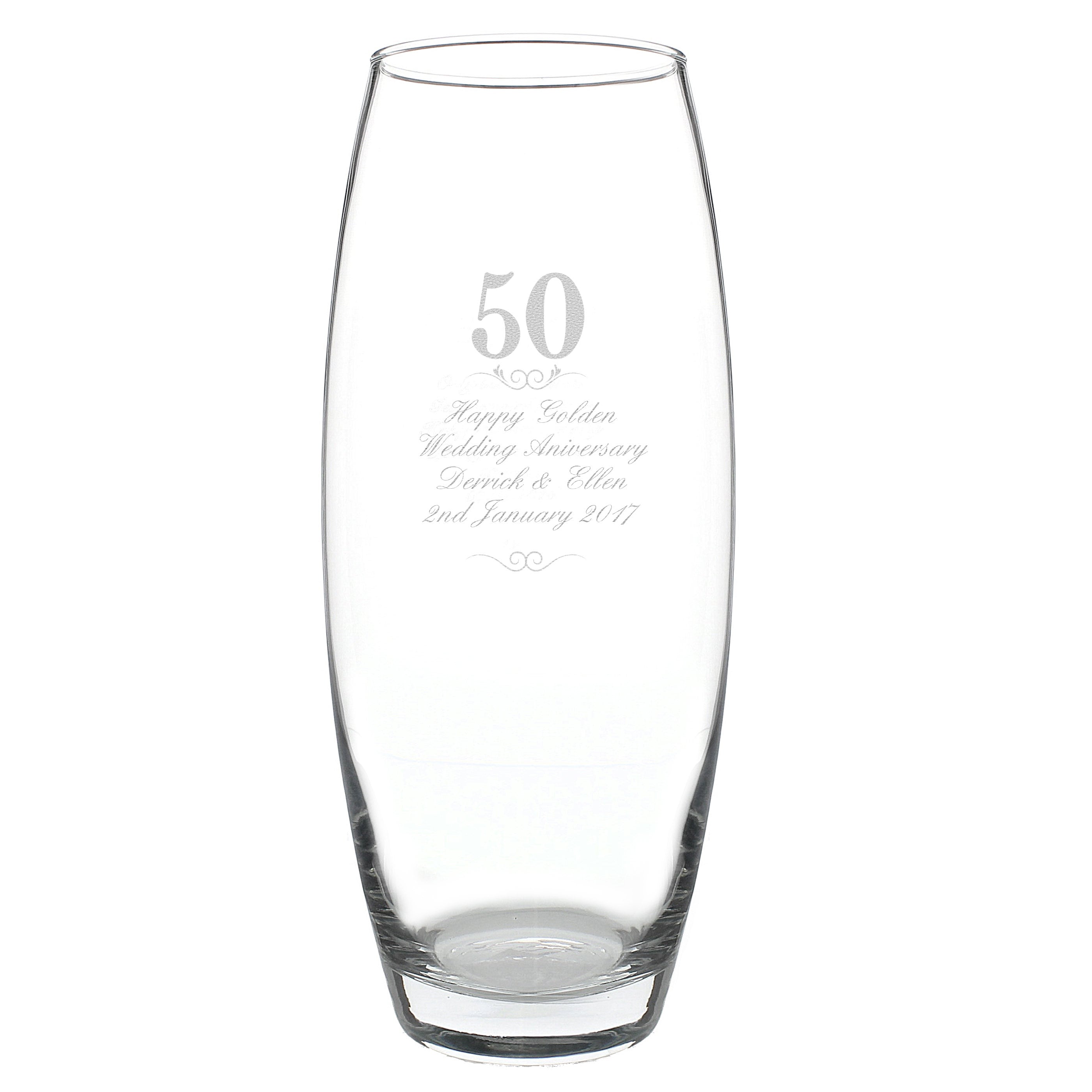 Personalised Glass Vase Engraved Vase 50th Wedding Etsy UK