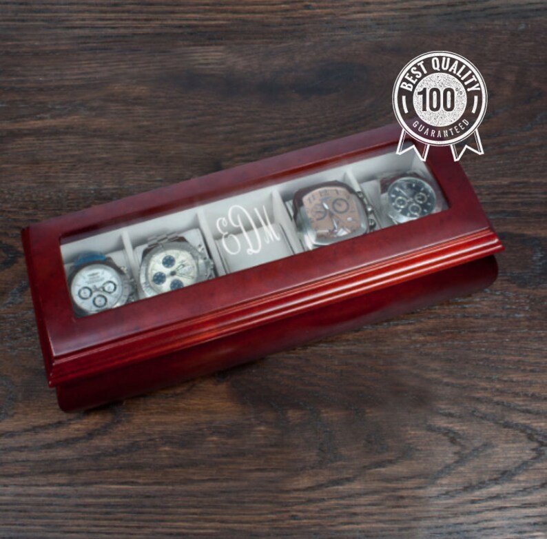 Personalised Monogram Wooden Watch Box Mens Engraved Wooden Etsy