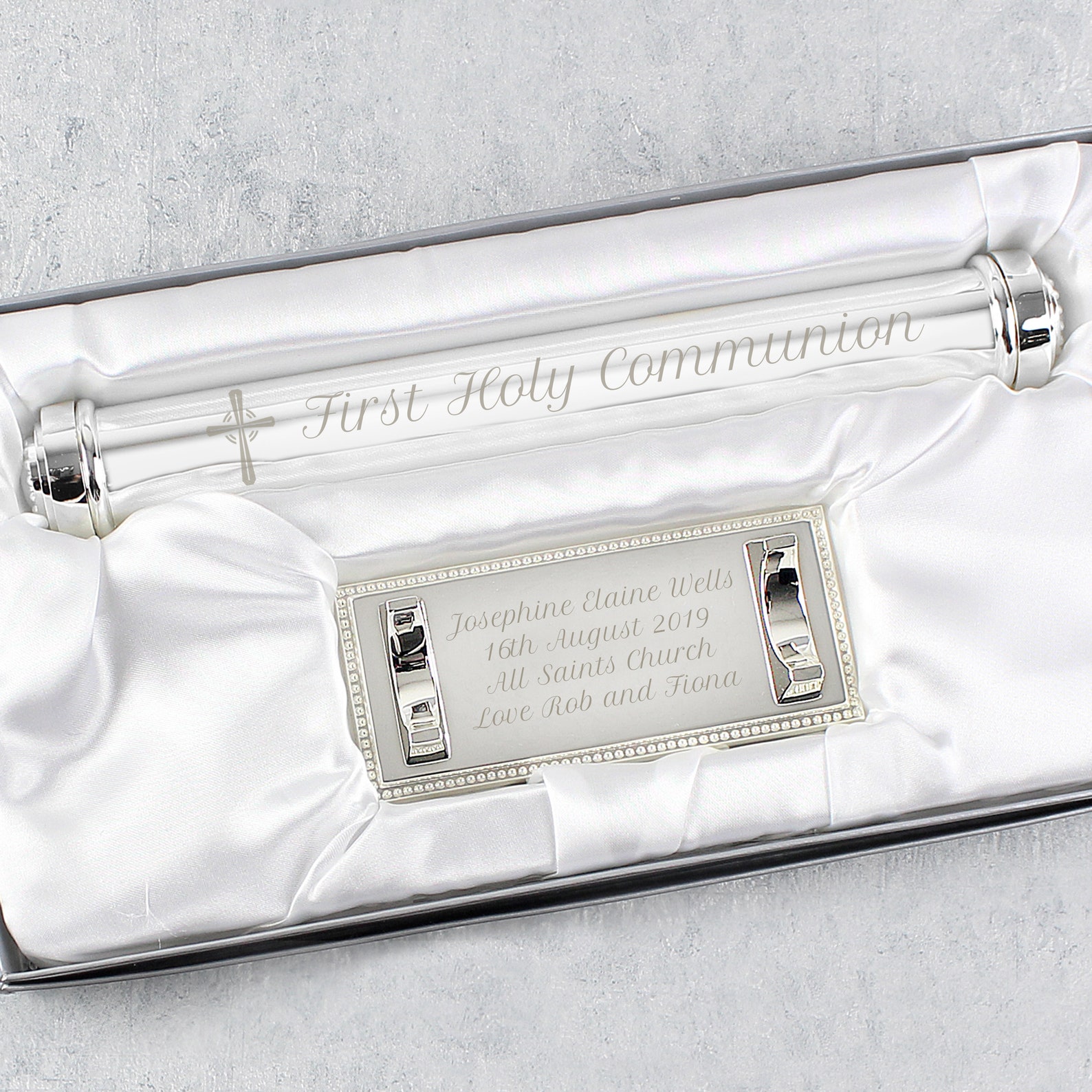 Silver Plated Christening Day Certificate Holder Baptism Etsy