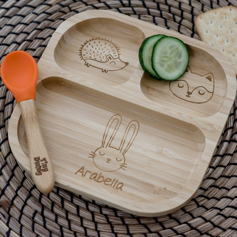 Personalised Bamboo Plate & Spoon Personalised Baby Plate Etsy