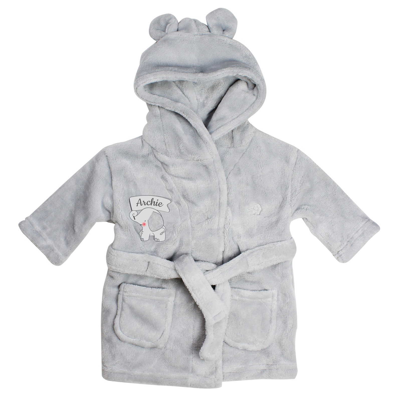 Personalized Baby Dressing Gown Grey Personalised Baby Gown Etsy